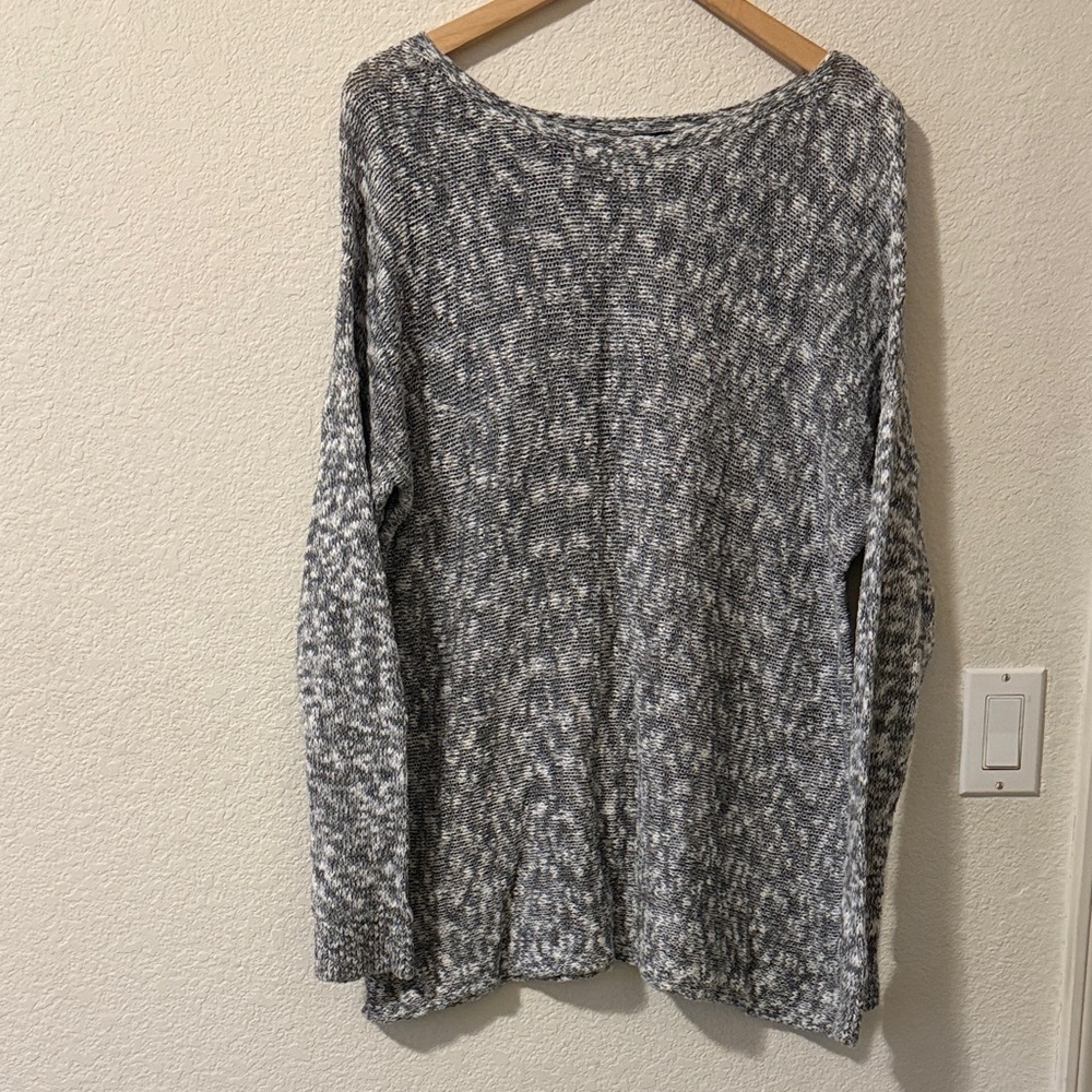 GAP 100% Cotton Stretchy Black/White Gnarled Retro Look Tunic Sweater, Large